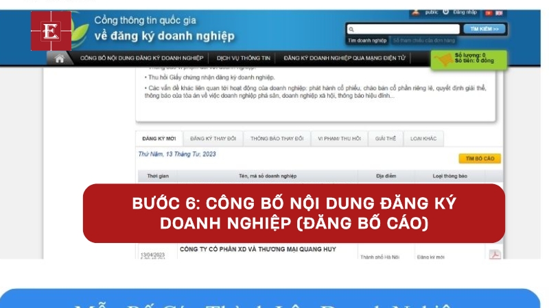 Công bố nội dung đăng ký doanh nghiệp để thông tin được công khai và minh bạch
