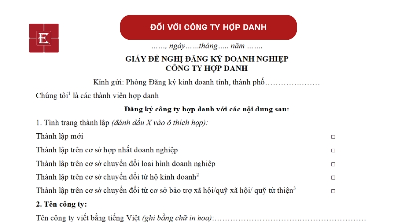 Công ty hợp danh yêu cầu danh sách thành viên và điều lệ rõ ràng ngay khi đăng ký.