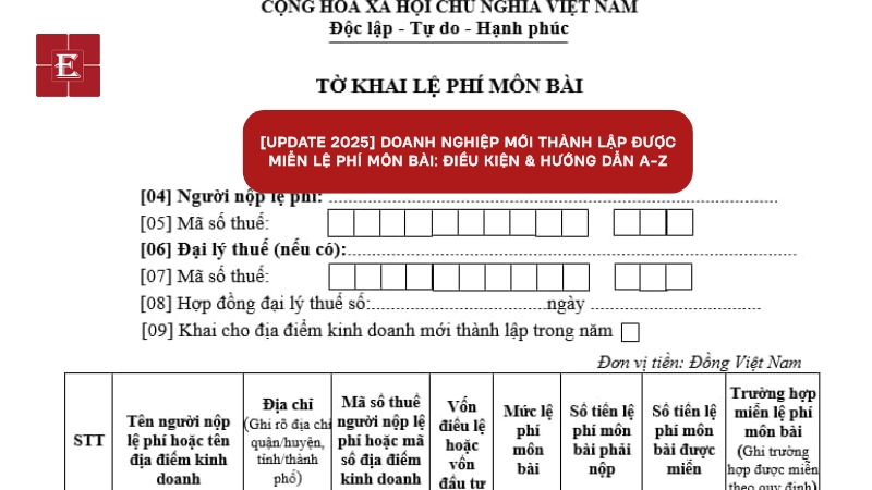 doanh nghiệp mới thành lập được miễn thuế môn bài nhưng cần tìm hiểu kỹ để biết mình thuộc trường hợp nào