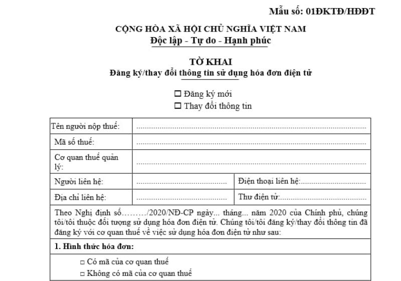 Đăng ký sử dụng hóa đơn điện tử
