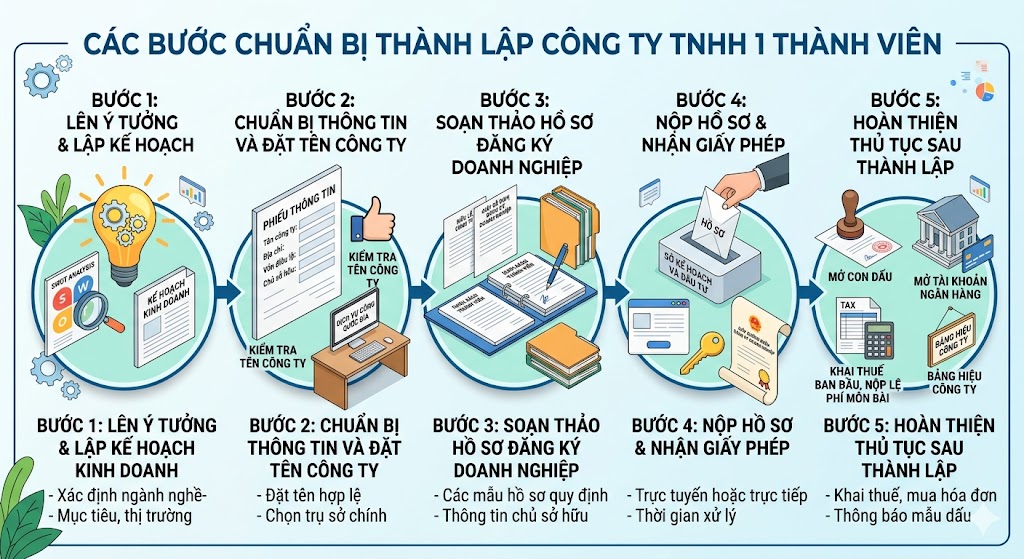 các bước chuẩn bị thành lập công ty tnhh một thành viên