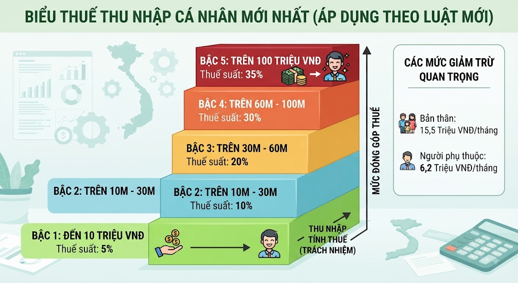 biểu thuế thu nhập cá nhân mới nhất